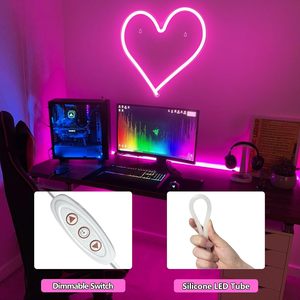 Pink Heart Letreros Neon LED dimmable USB powered ambient <b>light</b> store <b>window</b> decoration <b>light</b> street indicator <b>light</b> Customized - Product Image 3
