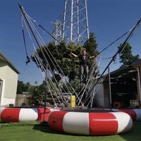Vente en gros de jeux de sport de plein air Bouncer Jumper Trampoline élastique gonflable pour 4 personnes avec remorque
