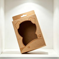 Boîte d'emballage en papier kraft découpée sur mesure avec fenêtre et trou de suspension pour les outils de toilettage quotidien des chiots