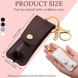 Soft PU Leather Keychain Lipstick Holder Pouch Lip Holder Travel Accessories Lipstick Sleeves for Ladies - Product Image 4