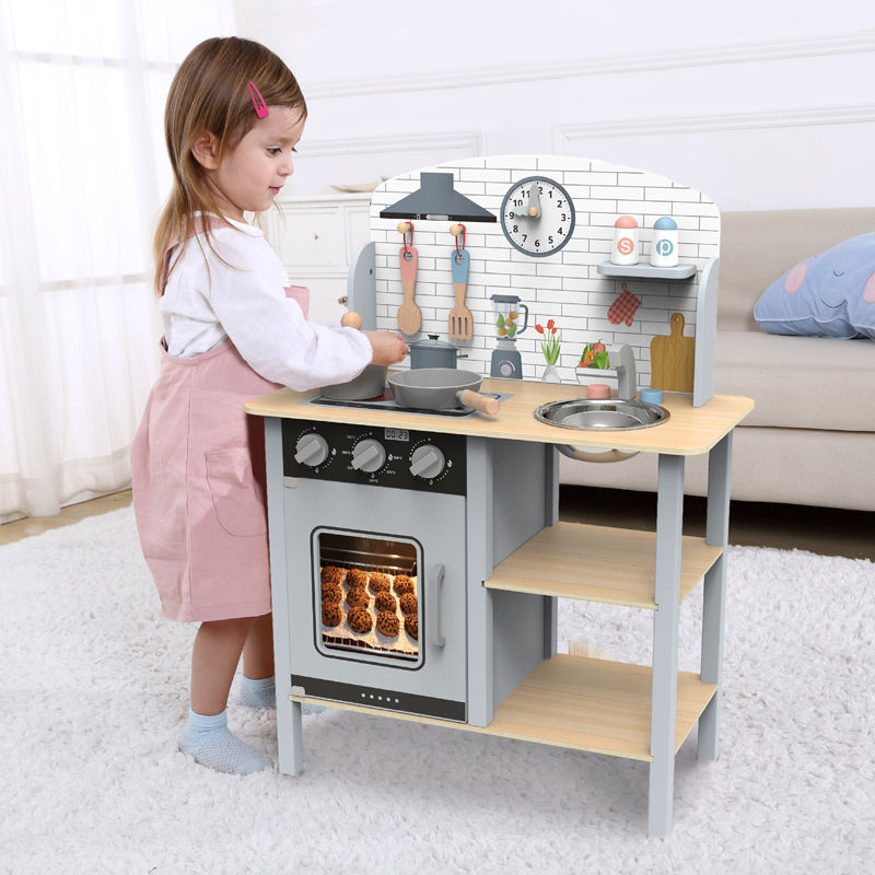 Wooden Multi-Functional Kitchen Toys Pretend Play Set