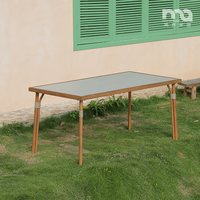 Meubles de jardin modernes résistants aux intempéries, table à manger, cadre en alliage d'aluminium, plateau en verre trempé, durable pour hôtel