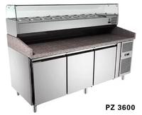 Table de préparation de pizza professionnelle en acier inoxydable et dessus en marbre/réfrigérateur présentoir à pizza/comptoir à pizza réfrigéré