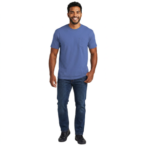 T-shirts pour hommes en coton et polyester, vente chaude, broderie et impression personnalisées, tissu tissé, couleurs personnalisées, vente en gros - Product Image 1