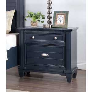 Transitional Style Nightstand <b>Slate</b> Blue Finish Nickel Knobs Bedroom Furniture - Product Image 4