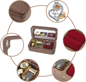 Caja de música de madera personalizada con <span class=keywords><strong>canciones</strong></span> y fotos personalizadas, caja de joyería musical de madera, caja de música de madera maciza de doble cara. - Product Image 3