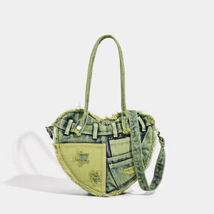 Vintage Denim Heart Design Handbag Single Shoulder Crossbody <b>Bag</b> Fashion Womens <b>Tote</b> <b>Bag</b> - Product Image 3