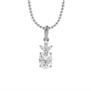 Luxury Oval Cut Lab Grown Diamond Pineapple Pendant <b>Necklace</b> 14K 18K Rose Gold Marquise Cluster Tropical Fine Jewelry - Product Image 1