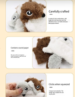 Jouet pour chat en peluche drôle et mignon en forme d'écureuil volant, interactif, résistant aux morsures, motif dessin animé, avec son de papier froissé, pour l'exercice des chatons