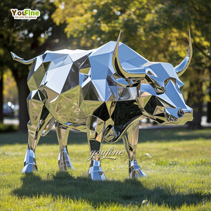 Estatuas <span class=keywords><strong>de</strong></span> toro <span class=keywords><strong>de</strong></span> <span class=keywords><strong>acero</strong></span> inoxidable <span class=keywords><strong>de</strong></span> metal con diseño <span class=keywords><strong>de</strong></span> arte abstracto <span class=keywords><strong>de</strong></span> gama alta - Product Image 1