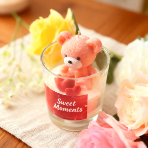 Ours mignon bougie baptême souvenir marguerite parfum floral tasse personnalisée figure fleur parfumée cire de soja bébé douche ours en peluche bougies - Product Image 3