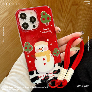 Lanière de téléphone en forme de bonhomme de neige de Noël, coque de téléphone à bord doux, adaptée à l'Iphone16 15 Huawei <span class=keywords><strong>Xiaomi</strong></span> 14 vivo OPPO, coque de protection Funda Capa - Product Image 3
