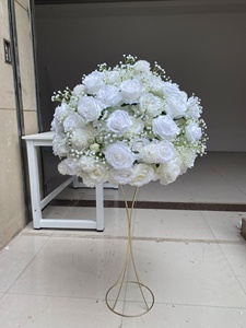 60cm pur blanc <span class=keywords><strong>lait</strong></span> blanc Rose gypsophile fleur artificielle boule tissu mariage Table à manger fenêtre navire décoration fleurs - Product Image 3