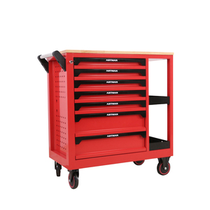 2022 New Metal Tool Set Trolley With 7 Drawers Tool Cabinet And Wooden Top With Tools Set Heavy Duty Toolbox