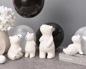 현대 가정 창조적 인 도자기 귀여운 흰색 곰 입상 인테리어 재미있는 장식 선물 사무실 데스크탑 액세서리