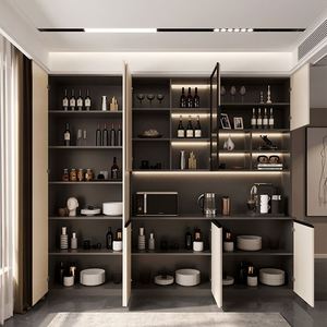 Luxury High Gloss Foldable Mango Wood <b>Sideboard</b> for Dining Room Living Room Kitchen Solid Wood Wine <b>Cabinet</b> <b>Display</b> Function - Product Image 1