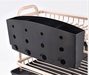 二重層アルミさび-プルーフ皿乾燥ラックと排水板セット食器用カトラリーホルダー取り外し可能 - Product Image 5