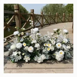 Green White Landscaping Wedding Decoration Artificial Flower Row Silk Table Flower Artificial Flower For Wedding