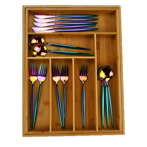 Organizzatore di posate espandibile per cassetti in legno di bambù personalizzato - Product Image 4