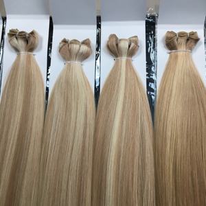 Extensiones de Cabello Humano Europeo Eslavo con Trama a Máquina # Paquetes de cabello virgen rubio claro decolorado 60/60a/613 con trama invisible para mujeres blancas - Product Image 5