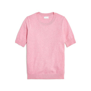 Pull en laine/viscose à manches courtes pour femme, couleur unie, tricoté, poids moyen, coupe polyvalente, texture respirante, idéal pour l'automne et l'hiver - Product Image 1