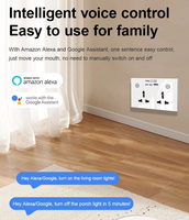Prise intelligente WiFi Tuya DUOMEI Alexa universelle/prise UK, 4 prises, 16A, 70W, chargeur rapide, IP54, 2 ports Type-C, 1 port USB, panneau tactile, pour la maison