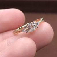 Ensemble de bagues en moissanite VVS1 taille émeraude, bagues halo pour femme et bagues de mariage pour homme, cadeau d'anniversaire, bijoux raffinés