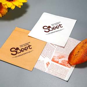 Custom Soft Brown Greaseproof Oil Proof Waterproof Paper Sandwich Wrappers Double Open Bags for Snack Donuts Holder Triangle - Product Image 6