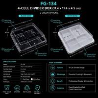 Boîte d'emballage jetable pour pâtisserie en plastique PET transparent à 4 compartiments, base noire et blanche, pour muffins, macarons et cupcakes