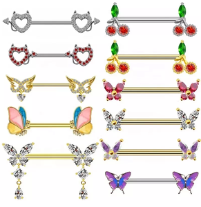 <span class=keywords><strong>Gaby</strong></span>-anillos de conejo de acero inoxidable para mujer, joyería para piercing, pezón, mariposa - Product Image 3