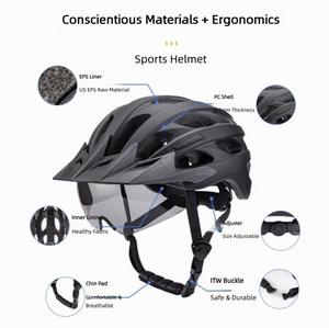 <span class=keywords><strong>Casco</strong></span> de <span class=keywords><strong>Ciclismo</strong></span> con Visera Magnética y Lámpara Integrada para Bicicleta de Carretera, Moldeado Integrado - Product Image 2