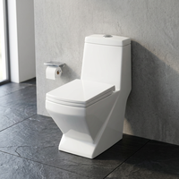 WC monobloc en céramique de haute qualité avec chasse double, siphon en P, à poser au sol, avec siège