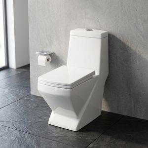 WC monobloc en céramique de haute qualité avec chasse double, siphon en P, à poser au sol, avec siège - Product Image 5