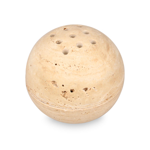 Bruciatore di incenso sferico in travertino e marmo 100% naturale con 9 fori, confezione purificante per l'aria - Product Image 1