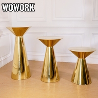 WOWORK Socles cylindriques en métal doré effet miroir pour la vente, socles de piliers, table à gâteau d'anniversaire pour la décoration de fêtes de mariage