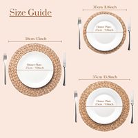 Lot de 6 sets de table ronds tressés en jacinthe d'eau naturelle, dessous de plat en osier, napperons en paille tressée pour table à manger