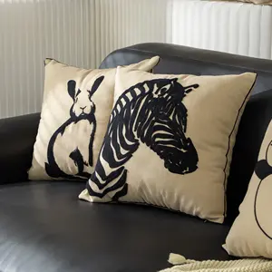 Travesseiro infantil com desenho original de desenho animado, almofada com silhuetas de animais, fronha bordada para decoração de casa, desenho original de 2024