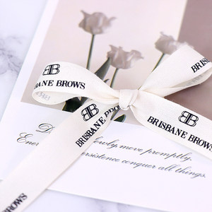Cinta de espiga de algodón 100% personalizada con nombre de marca impreso, de 10-38 mm de ancho, rollo de doble cara para embalaje de regalos y textiles del hogar - Product Image 3