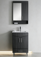 Meuble-lavabo commercial moderne sur pied de 24 pouces en acier inoxydable brut pour salle de bain