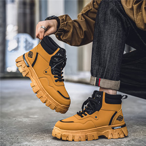 2026 New Chelsea Boots <strong>Ankle</strong> <strong>Bootie</strong> Men's Shoes Winter Lace-up Retro Thick-Soled Height-Increasing Sneakers Motorcycle Work Mesh - Product Image 2