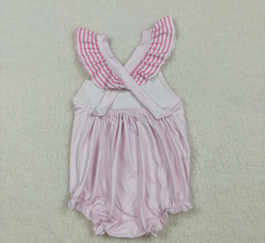 Conjunto de ropa corta con volantes y túnica con rayas rosas para niñas hermanas, modelo Best Day Ever - Product Image 5