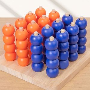 Jeu de stratégie en bois portable 3D Connect Four in a Row, jouet classique amusant pour stimuler le cerveau - Product Image 4