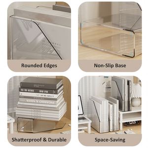 Large Capacity Transparent Desktop Storage <b>Box</b> Organizer Durable Plastic PET File Holder Office Dormitory Desk <b>Book</b> Storage - Product Image 3