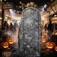 Squelette animatronique de la mort à l'âme de l'Halloween avec yeux LED, livre de sorts, son et mouvement, décoration pour maison hantée, en acier et plastique, rechargeable