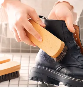 高品质天然定制木质清洁刷多功能马毛皮革鞋刷防尘刷