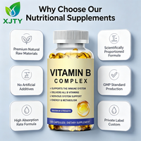 Capsules de Vitamine B Complex XJTY Nature pour Adultes - Favorise l'Humeur et l'Énergie Saines - 60 Comprimés - Complément Alimentaire