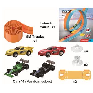 Pista de Carreras Flexible de PE de 5 Metros, Juego de Carreras de Autos DIY con 4 Autos de Colores Aleatorios, Juguete Educativo de Pista de Velocidad para Niños - Product Image 6