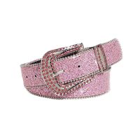 Ceinture en PU JULUN avec strass, ceinture pour femmes, ceinture en cristal rose de haute qualité, boucle en strass scintillante pour femmes