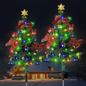 LED Christmas <b>Tree</b> Solar <b>Lights</b> with Bow Garden Courtyard Pathway Lawn Lamp for Christmas Holiday New Years Party Decor <b>Lights</b> - Product Image 2