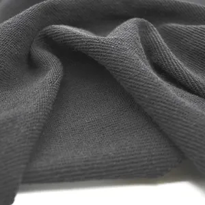 Venta caliente sudaderas con capucha Material tejido reciclado 65% algodón 35% poliéster CVC 270GSM negro Loopback sudadera telas para ropa